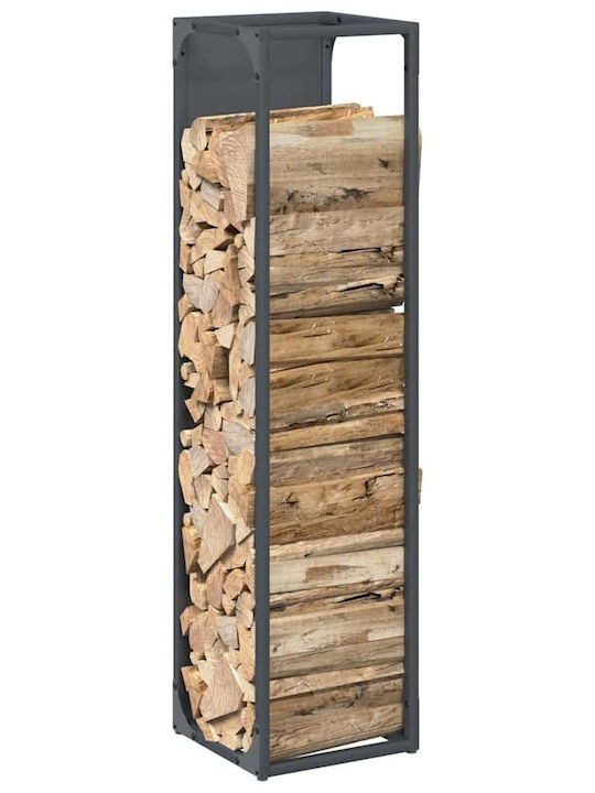 vidaXL Дърва за огрев Inox Рафт Съхранение на Дърва 25x25x100см Сив