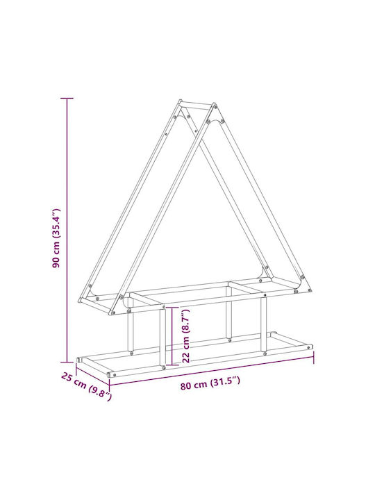 vidaXL Inox Ράφι Αποθήκευσης Ξύλων 80x25x90cm Μαύρο