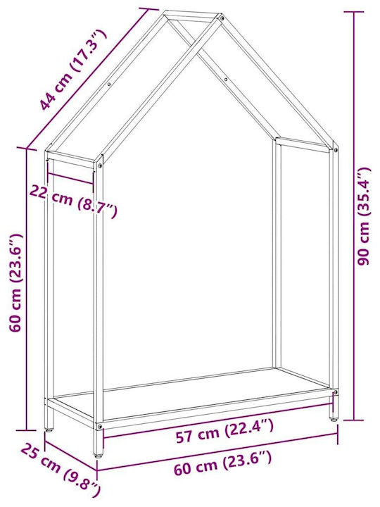 vidaXL Inox Ράφι Αποθήκευσης Ξύλων 60x25x90cm Λευκό