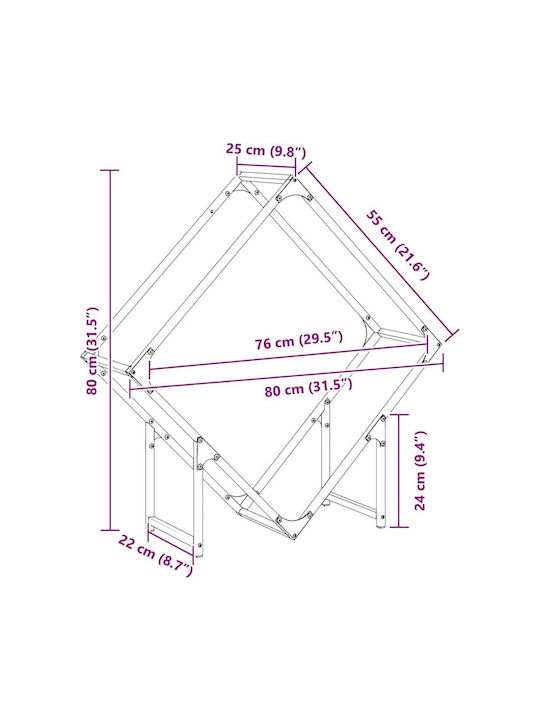 vidaXL Inox Ράφι Αποθήκευσης Ξύλων 80x25x80cm Πράσινο