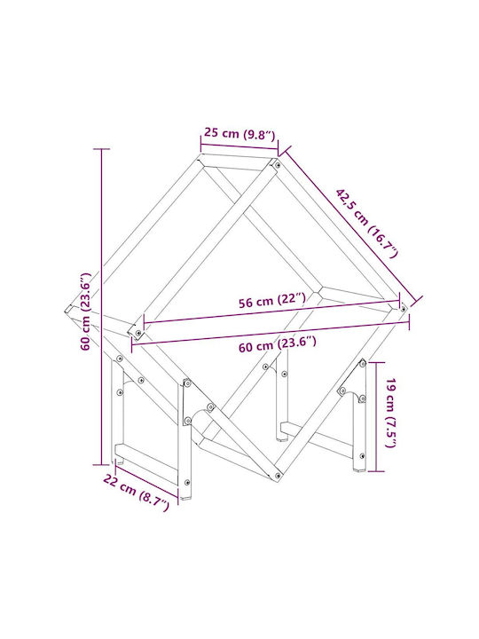 vidaXL Inox Ράφι Αποθήκευσης Ξύλων 60x25x60cm Λευκό
