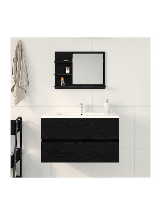 vidaXL Bathroom Mirror made of Particle Board with Shelf 60x10.5cm Black