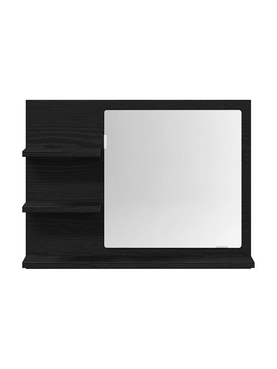 vidaXL Bathroom Mirror made of Particle Board with Shelf 60x10.5cm Black