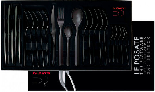Casa Bugatti Vidal Set de Tacâmuri Inoxidabil Negre 24buc