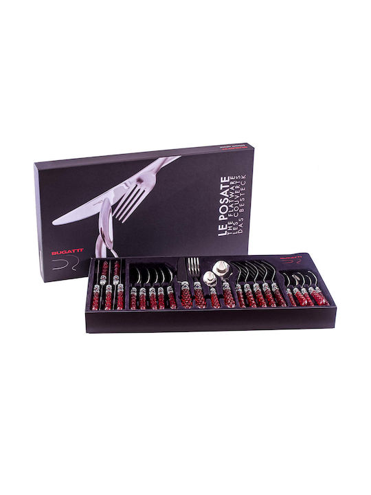 Casa Bugatti Bohemia Set de Tacâmuri Inoxidabil Roșii 24buc