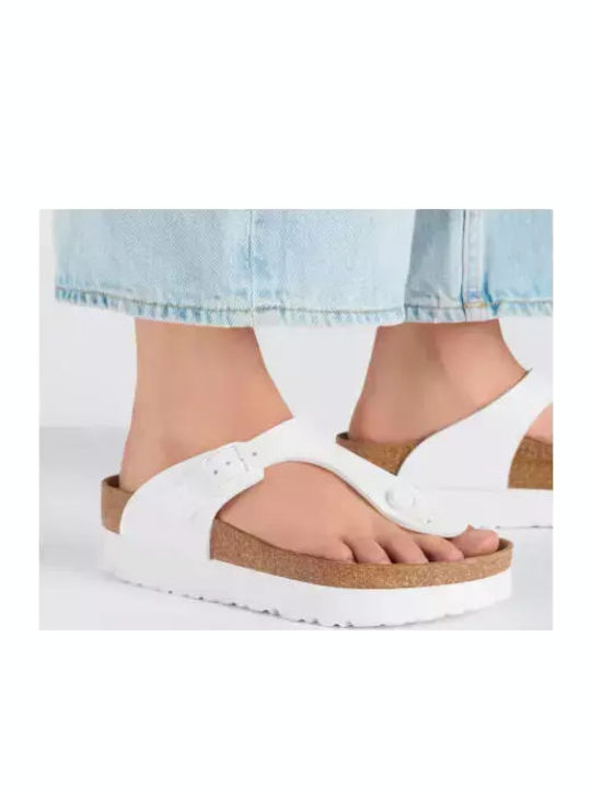 Gizeh Leather Women's Anatomic Flat Sandals White