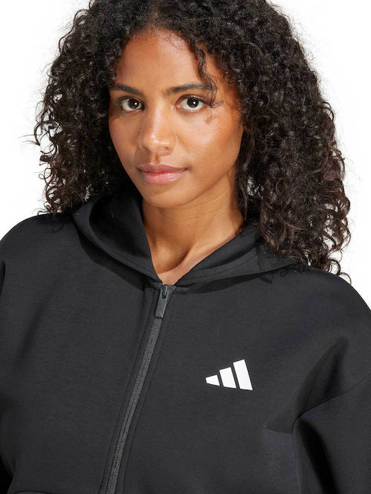 Future Icons 3-Stripes Damen Sweatshirtjacke Kapuzen Black