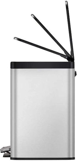 Eko Кошче Essential за Рециклиране от Неръждаема Стомана с Педал Сиво 46.2x41x33.8см