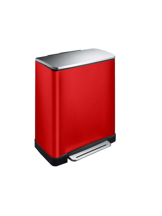 Eko Coș E-cube de Gunoi din Oțel Inoxidabil cu Pedală Roșu 50x65x34.5cm