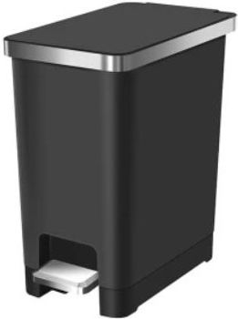 Eko Hana Slim Waste Bin Made of Stainless Steel with Pedal Black 10lt