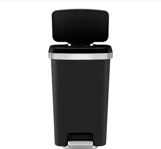 Eko Coș De Gunoi Hana Din Oțel Inoxidabil Cu Pedală Negru 45lt