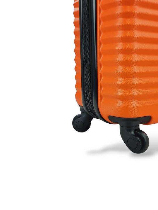 Rain Cabin Hard Orange Suitcase With 4 Wheels Height 55cm