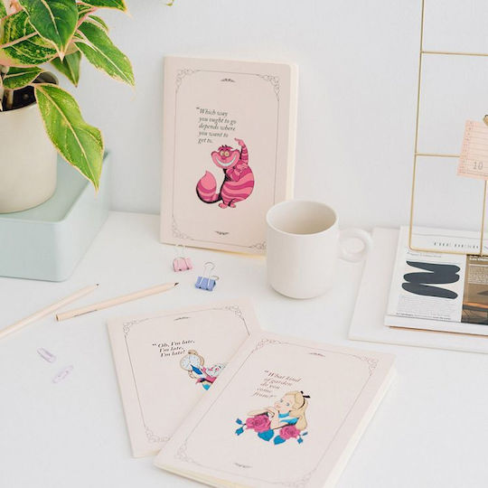 Disney Alice In Wonderland Σετ 3 Σημειωματάρια A5 32 Φύλλων με Λευκές Σελίδες Πολύχρωμα