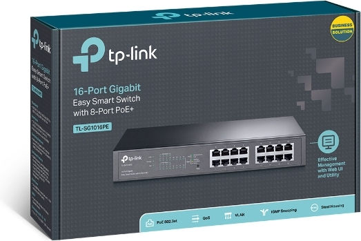 TP-LINK TL-SG1016PE Unmanaged L2 PoE+ Switch with 16 Gigabit (1Gbps) Ethernet Ports