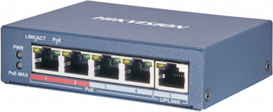 Hikvision DS-3E0105P-E/M Unmanaged L2 PoE Switch με 4 Θύρες Ethernet