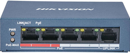 Hikvision DS-3E0105P-E/M Unmanaged L2 PoE Switch με 4 Θύρες Ethernet