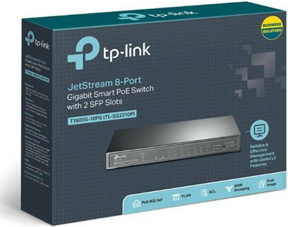 TP-LINK TL-SG2210P v1 Managed L2 PoE Switch with 8 Ethernet Ports and 2 SFP Ports