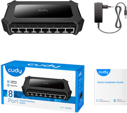 Cudy GS108D v1 Unverwaltet L2 Switch mit 8 Ports Gigabit (1Gbps) Ethernet