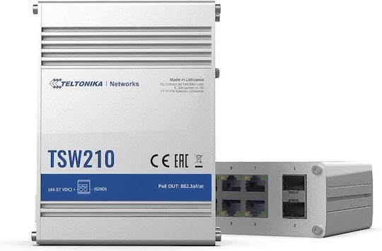 Teltonika TSW210 Unmanaged L2 Switch with 8 Gigabit (1Gbps) Ethernet Ports and 2 SFP Ports