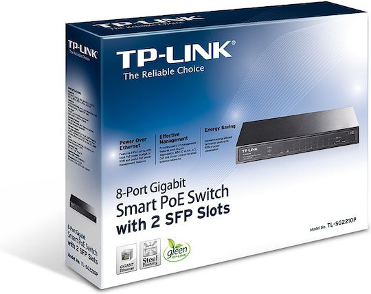 TP-LINK TL-SG2210P Managed L2 PoE Switch with 8 Ethernet Ports and 2 SFP Ports