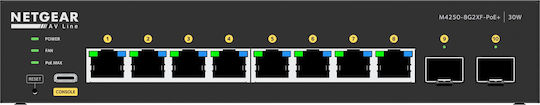 NetGear Managed L2 PoE+ Switch με 8 Θύρες Gigabit (1Gbps) Ethernet και 2 SFP Θύρες