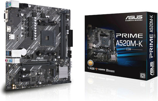 Asus Prime A520M-K Дънна платка Micro ATX с AMD AM4 Сокет