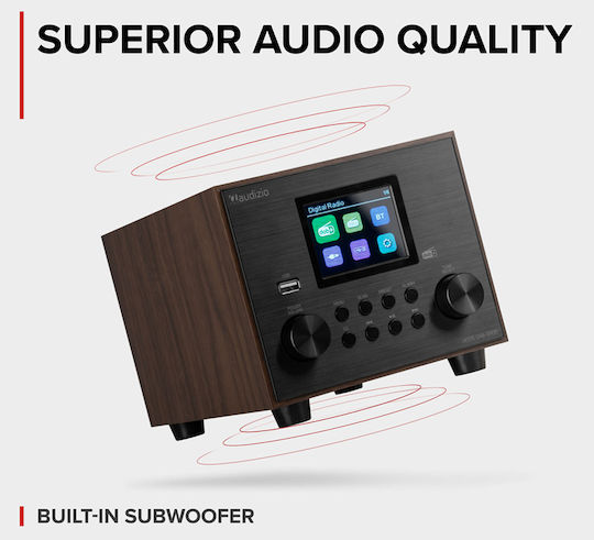 Audizio Vieste Επιτραπέζιο Ραδιόφωνο Ρεύματος DAB+ με Bluetooth και USB Wood