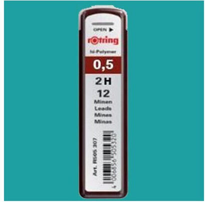 Rotring 10 Paketstücke x 12 Minen für Druckbleistifte Nasengröße 0.5mm Minenart 2B