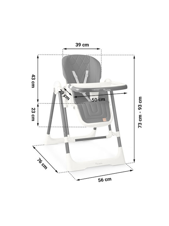 Nukido Elite Foldable Baby Highchair 3 in 1 with Adjustable Height Black