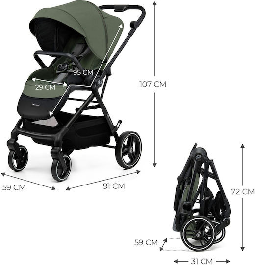 Kinderkraft Yoxi Sports Adjustable Baby Stroller Suitable for Newborn Green
