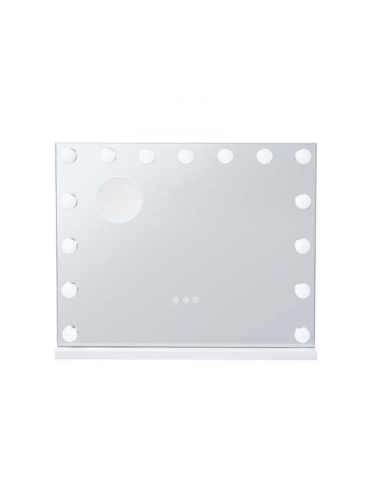 Vevor Καθρέπτης Τοίχου με Λευκό Ξύλινο Πλαίσιο & LED Φωτισμό 46x57.9cm