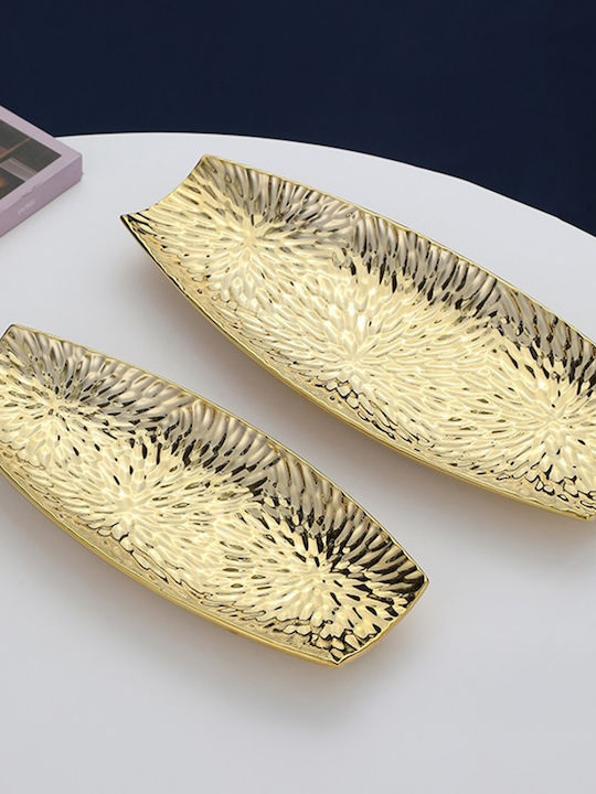 Keskor Ceramic Decorative Platter Gold 30.5x12.5x3cm