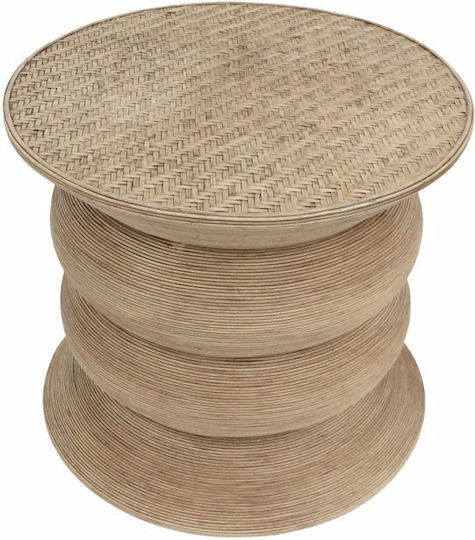 Round Side Coffee Table Ribbons Made of Natural Bamboo W59xL59xH53cm