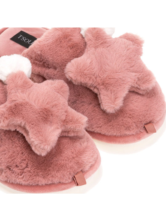 Winter Women's Slippers with Fur Brown