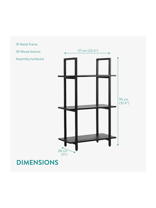 Βιβλιοθήκη Black 57x95x28εκ.