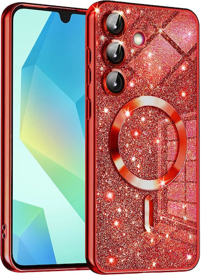 Techsuit Luxury Glitter Umschlag Rückseite Rot (Galaxy A16)