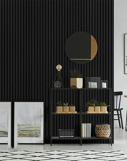 Panou MDF 3D Lamele 505090 Beat St 16 119 2750mm Negru Newplan