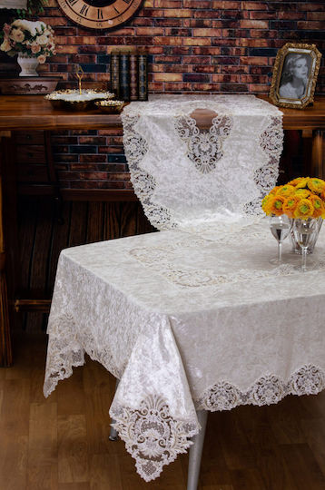 Liolios Home Покривка за маса Копринена Бял 160x220бр