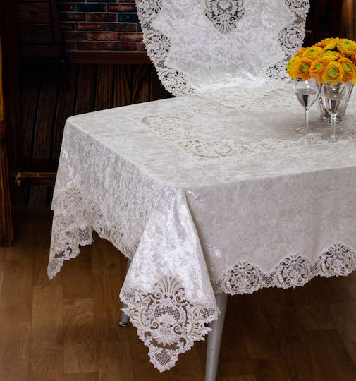 Liolios Home Покривка за маса Копринена Бял 160x220бр