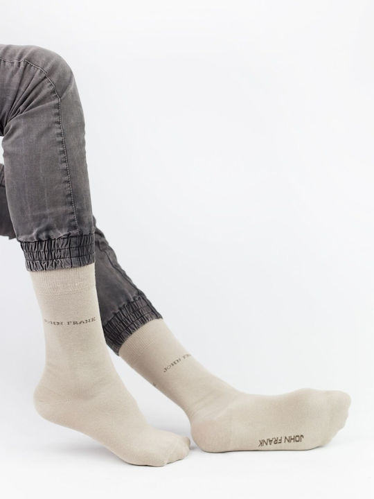 Herren Klassische Einfarbige Baumwollsocken John Frank 23337 Hellbeige