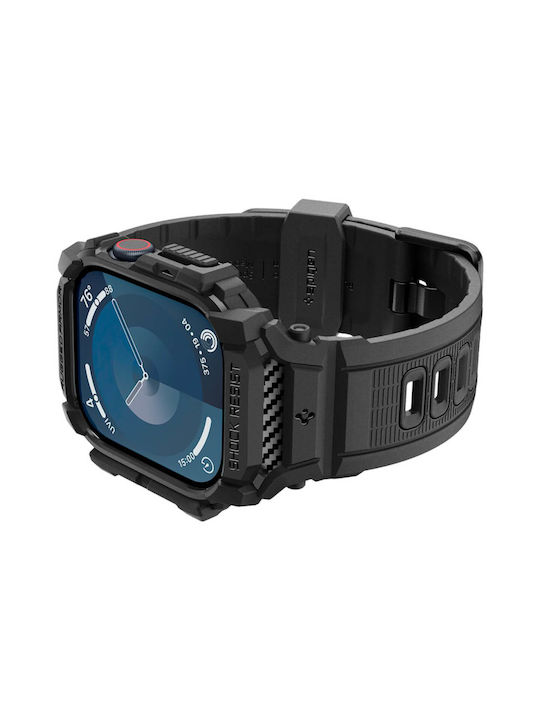 Spigen Rugged Armor Pro Tragbare Bänder Silikone Schwarz Apple Watch 10 (42 mm)