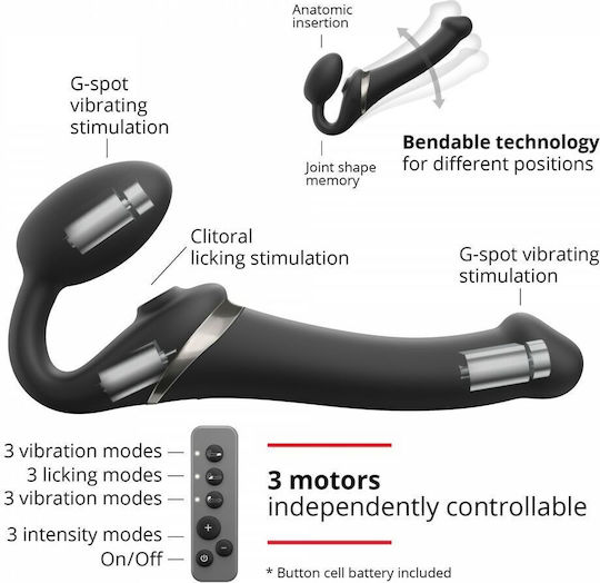 Strap On Me Strapless Strap On με Dildo με Δόνηση σε Μαύρο Χρώμα
