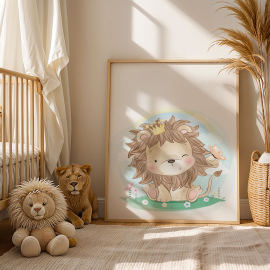 Kids Wall Art Framed Lion Cub 21x30cm
