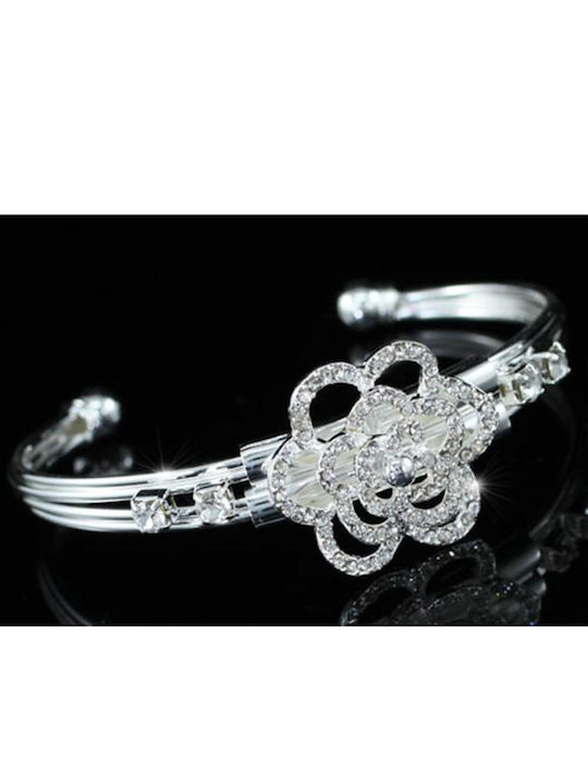 Silver-Plated Bracelet with Crystal Flowers Austrian Crystals Fendra Circumference 20-24 Flexible Size Crystal Flower 2.5 X 2.5 cm