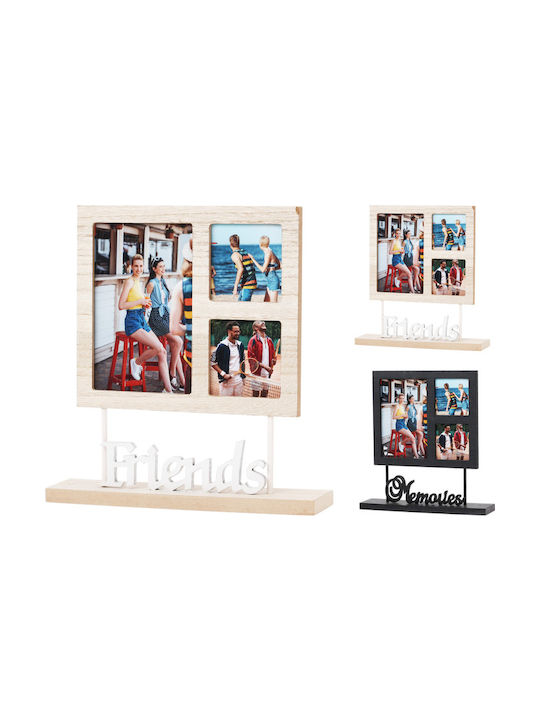 Home&Styling Collection Multi Picture Frame 3 Slots Wooden with Black Frame
