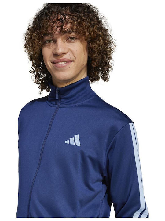 3-stripes French Terry Tracksuit Glossy with Elastic Blue