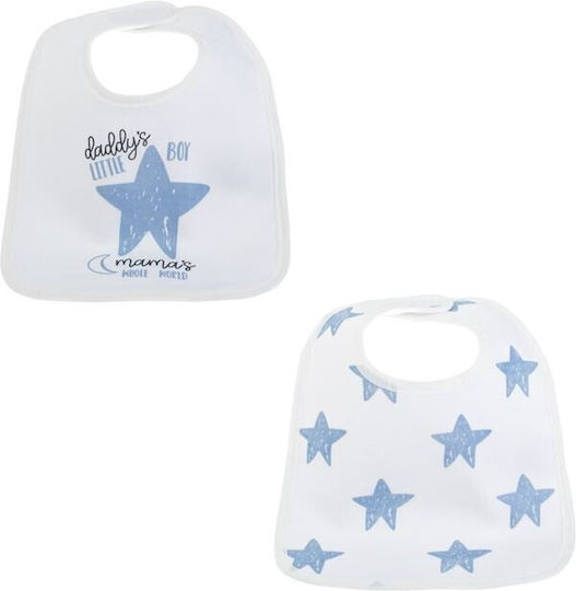 Prestige Wasserdicht Lätzchen Stoff mit Bügelverschluss und Schlaufe White, Sky Blue 2Stück