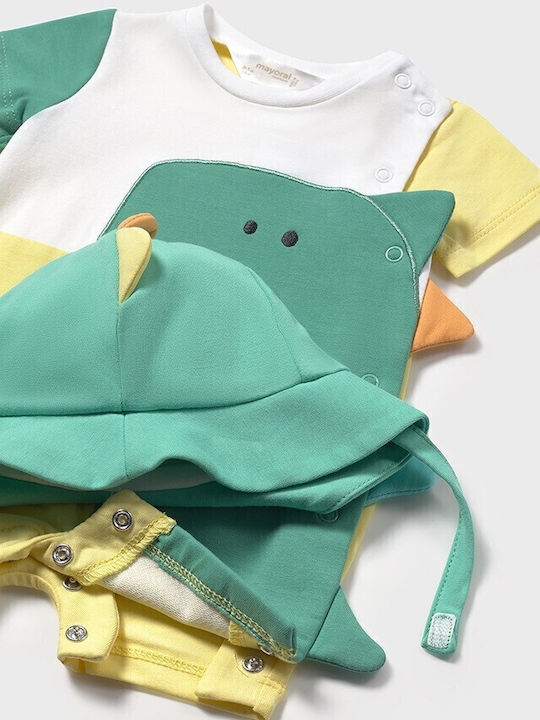 Mayoral Dinosaur Set Baby Bodysuit Set Short-Sleeved with Accessories Green 2pcs