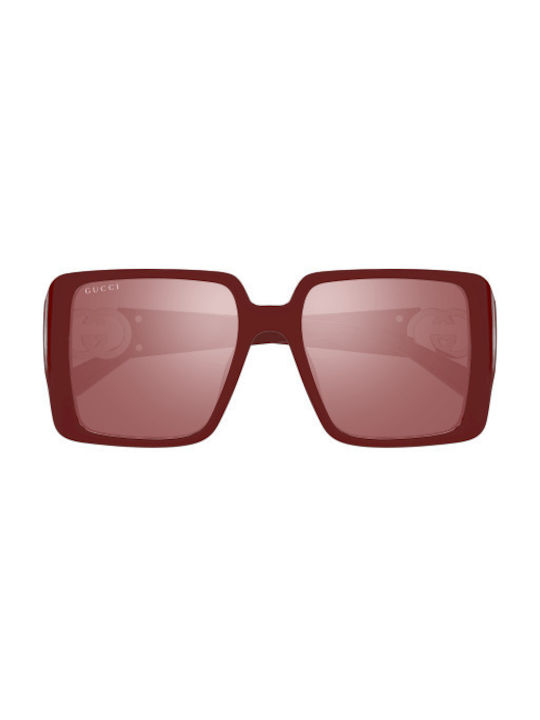 Gucci Women's Sunglasses with Burgundy Plastic Frame and Red Lens GG1692S 005