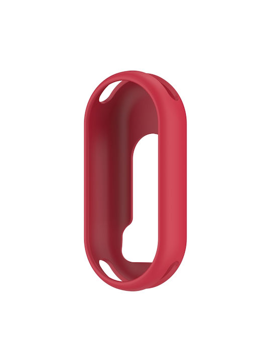 Силиконов предпазен калъф за Xiaomi Mi Band 8 с гланцирана повърхност в розово червено